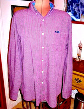 CHAPS Burgundy Navy PLAID Blend EASY CARE Long Sleeve Button Shirt/Size XXL