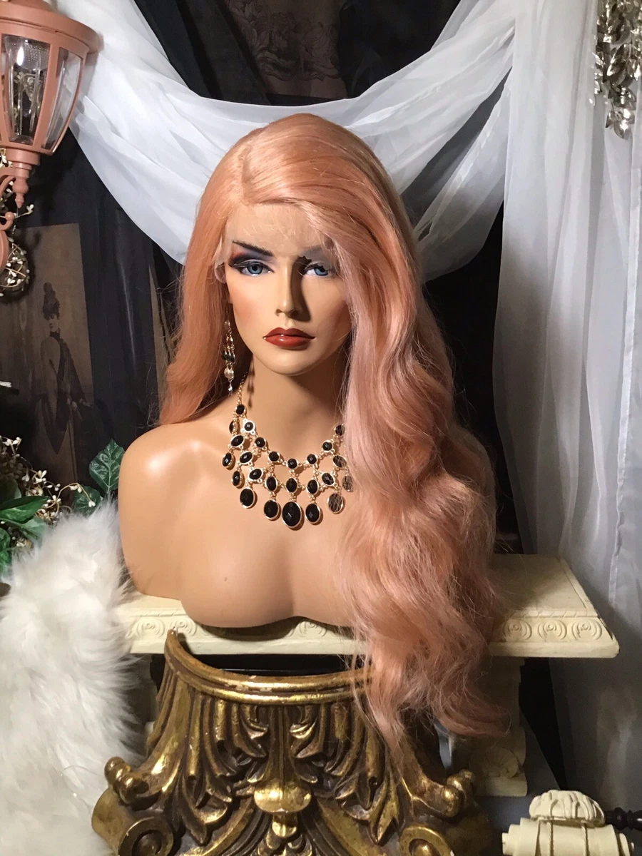 AWESOME PEACHY BLONDE, PLUCKED SIDE PART EAR TO EAR SWISS LACE FRONT WIG! |  eBay