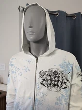 Sacred Souls Full Zip Hoodie Mens XL White Vintage Y2K Affliction Goth Style USA