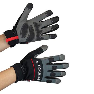 Tough Pro Grip Gloves, Knuckle Guard, Non-Slip Rough Grip, Black (1 Pair)