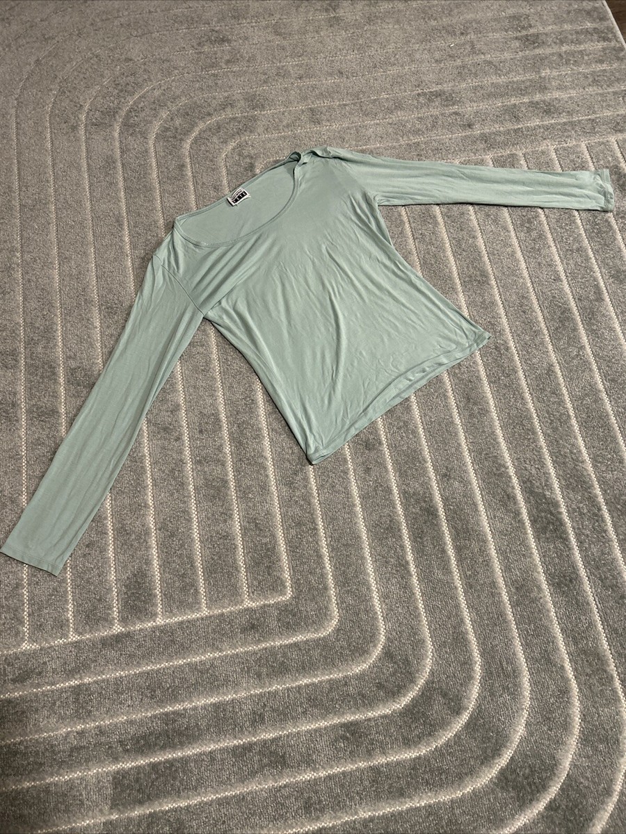 ISSEY MIYAKE FETE◆長袖シャツ/2/コットン/GRN/fj002 ISSEY MIYAKE Fete Women's Long Sleeve Cotton Top Light Blue