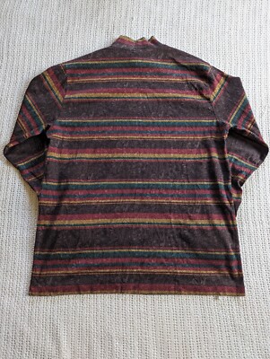 90s VTG LANDS' END High Neck Long Sleeve Shirt Striped Paisley