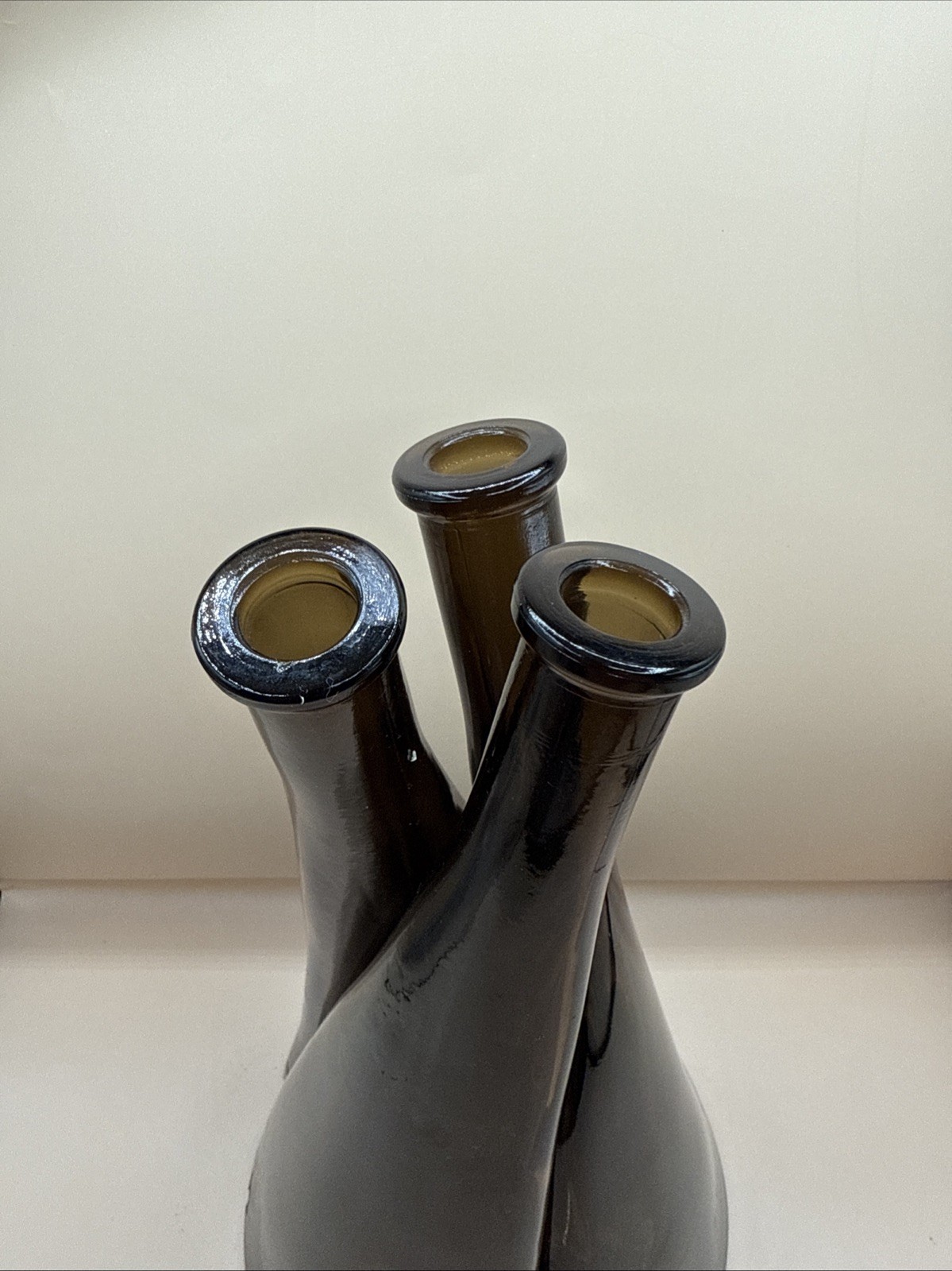 Iconic Interlocking Carafes with Three Discrete Elementś, Brown Glass
