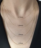 14K Solid Gold Pendant Rope Chain Unisex 0.7mm-1.2mm Link Chain 14"-24"