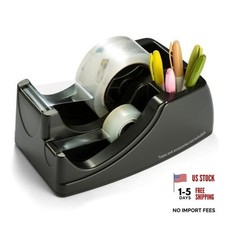 Recycled 2-in-1 Heavy Duty Tape Dispenser, 1" and 3" Cores 96690 Black