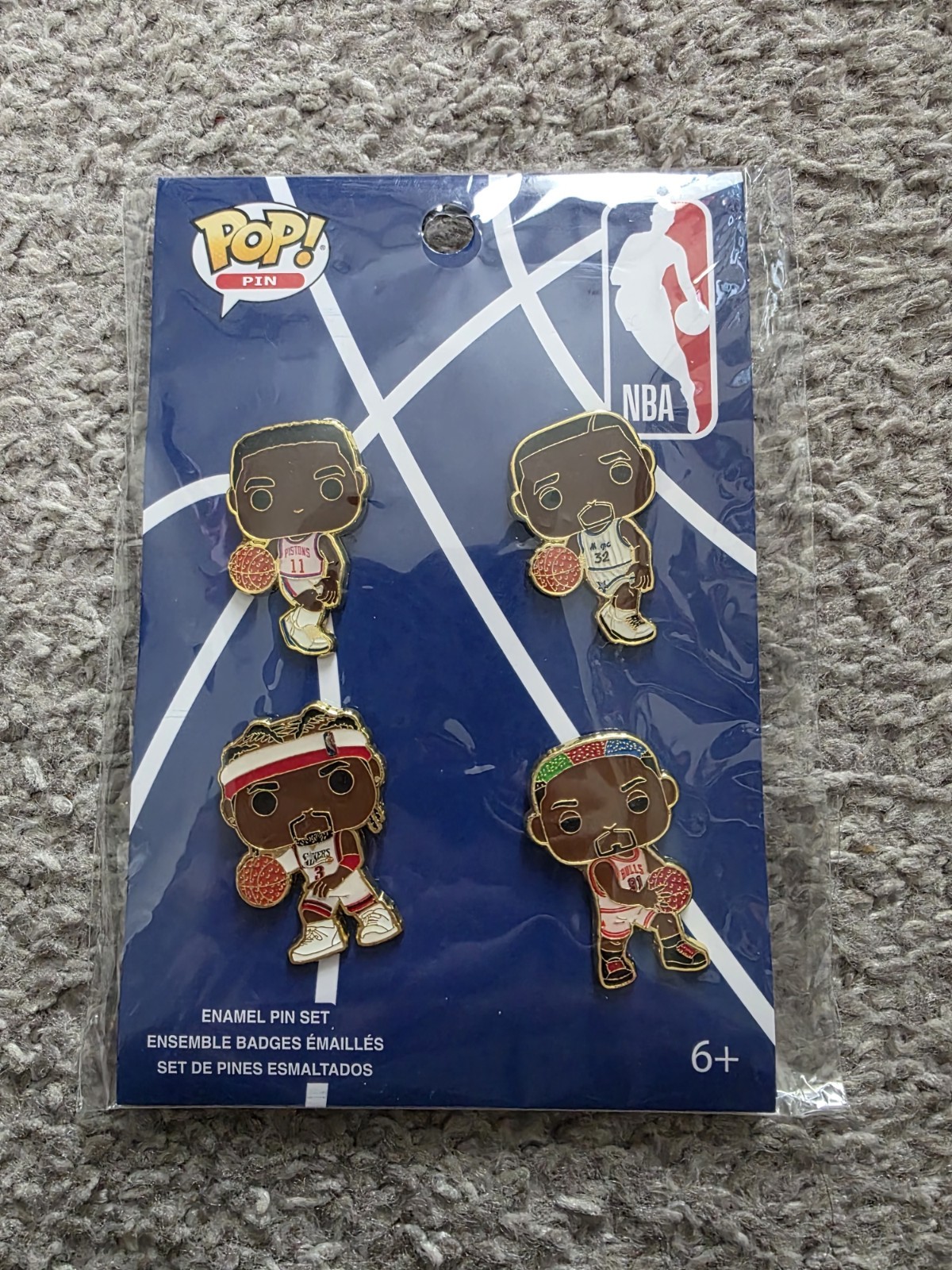 New Funko NBA Pop! Enamel Pin Set Shaq Dennis Rodman Allen Iverson Isiah Thomas