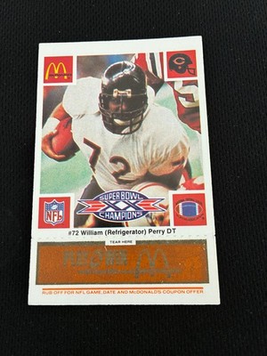SUPER BOWL XX CHICAGO BEARS WILLIAM PERRY RC GOLD MCDONALDS 1986 FOOTBALL CARD