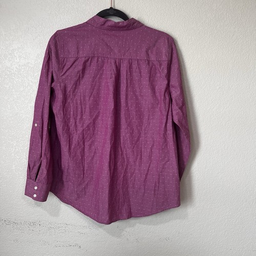 St John’s Bay PL Long Sleeve Button Up Pink With Tiny White Dots Blouse Cotton - Picture 2 of 9