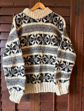 Vintage Cowichan Style Nordic Style Wool Hand KnitHeavyweight Sweater L