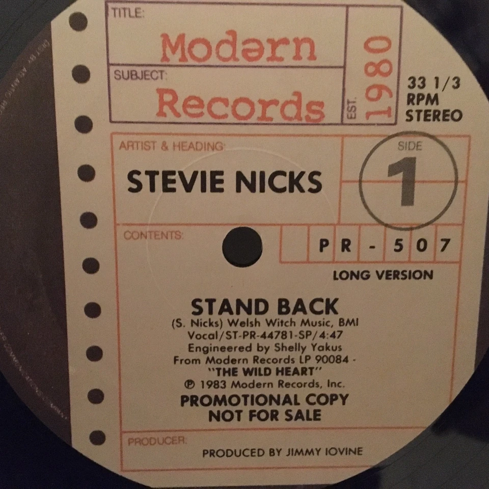 STEVIE NICKS 1983 picture sleeve for hit "Stand Back" Fleetwood Mac ( PROMO ) Foto 4 de 4