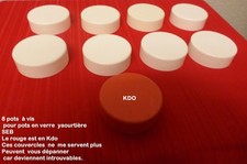 8 COUVERCLES  A VIS  POUR POTS EN VERRE YAOURTIERE SEB-OCCASION EXC. ÉTAT