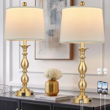 28 Tall Modern Table Lamps Set of 2 with USB A C Ports and AC Outlet, 3 Way Touc