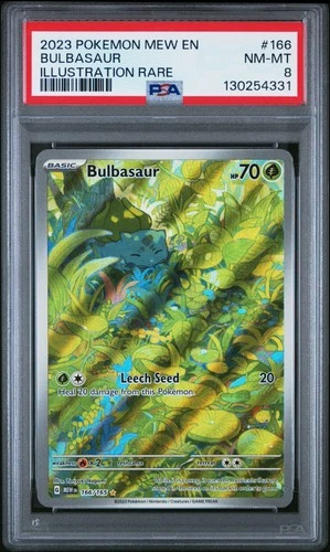 2023 POKEMON MEW EN-151 ILLUSTRATION RARE #166 BULBASAUR PSA 8