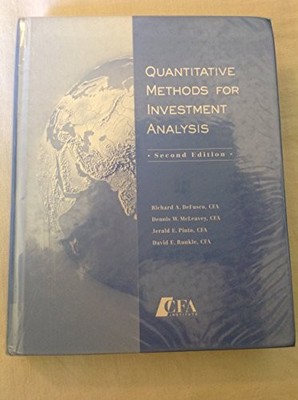 Quantitative Methods For Investment Analysis - Hardcover - GOOD