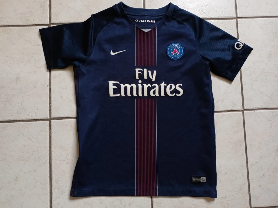 MAILLOT FOOT NIKE PSG PARIS ST GERMAIN FLY EMIRATES SIZE 12/13 ANS BE - Photo 1/4
