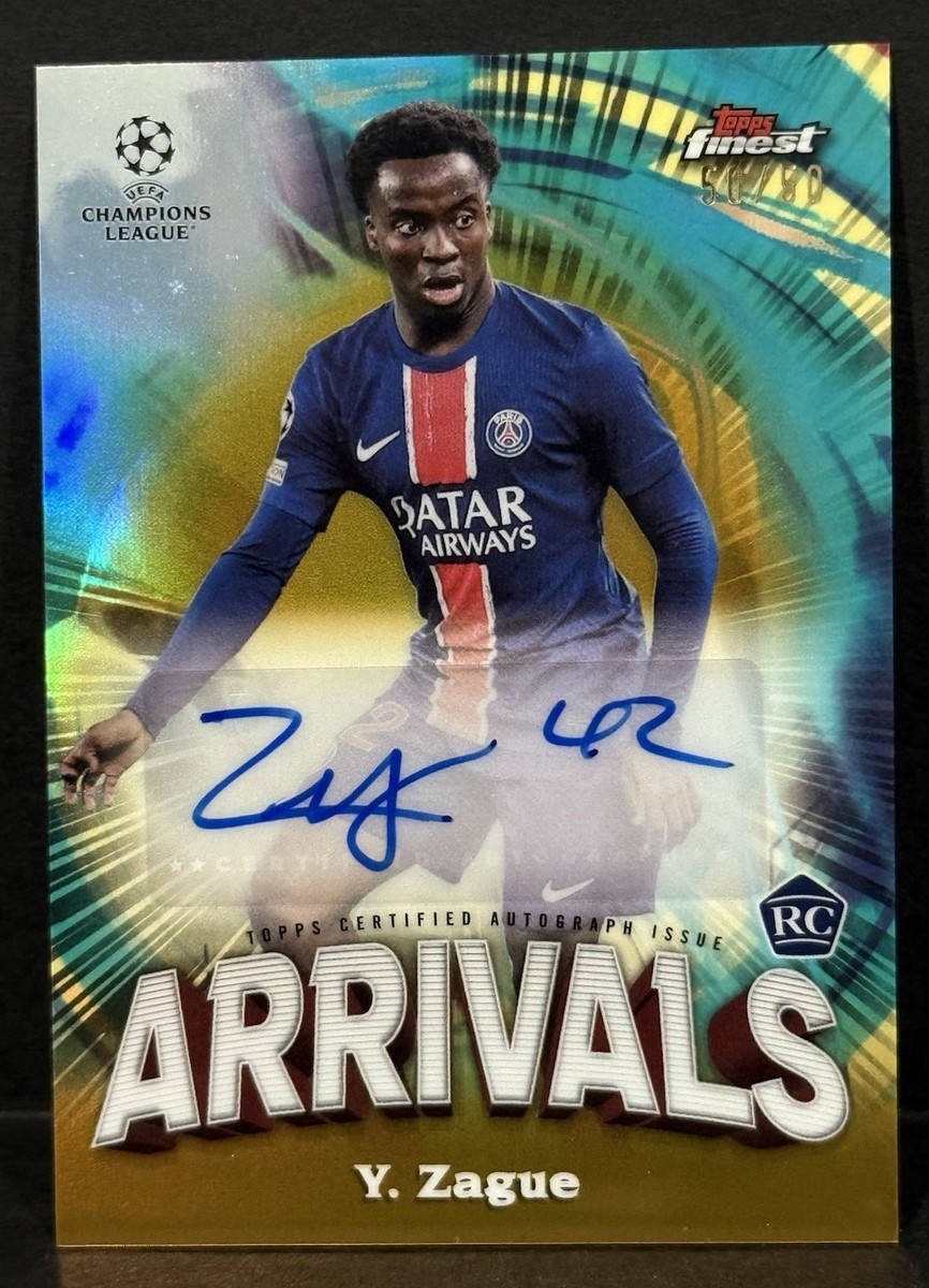 2024-25 Topps Finest UCC PSG RC Yoram Zague Arrivals Auto Gold