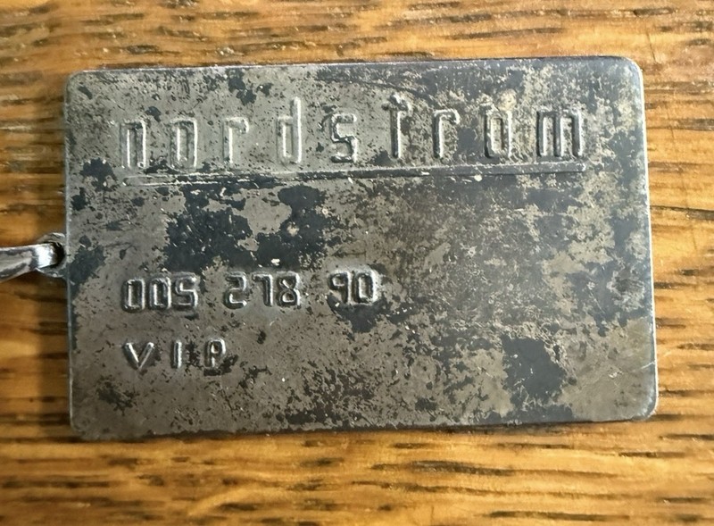 Rare Vintage Nordstrom VIP Sterling Silver .925 Charge Card Pendant Necklace