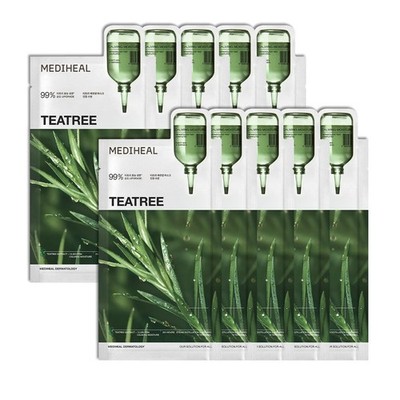 Mediheal Essential Face Mask [Teatree] 10 Count (Pack of 1), Transparent
