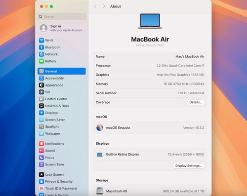 Apple MacBook Air Retina 13.3" 2020 - 1TB SSD - 16GB Ram - 1.2GHz Core i7 - Gold - Bild 16 von 16