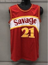 Savage Men's 21 Basketball Jersey Red White Yellow Mesh Embroidered Sz M