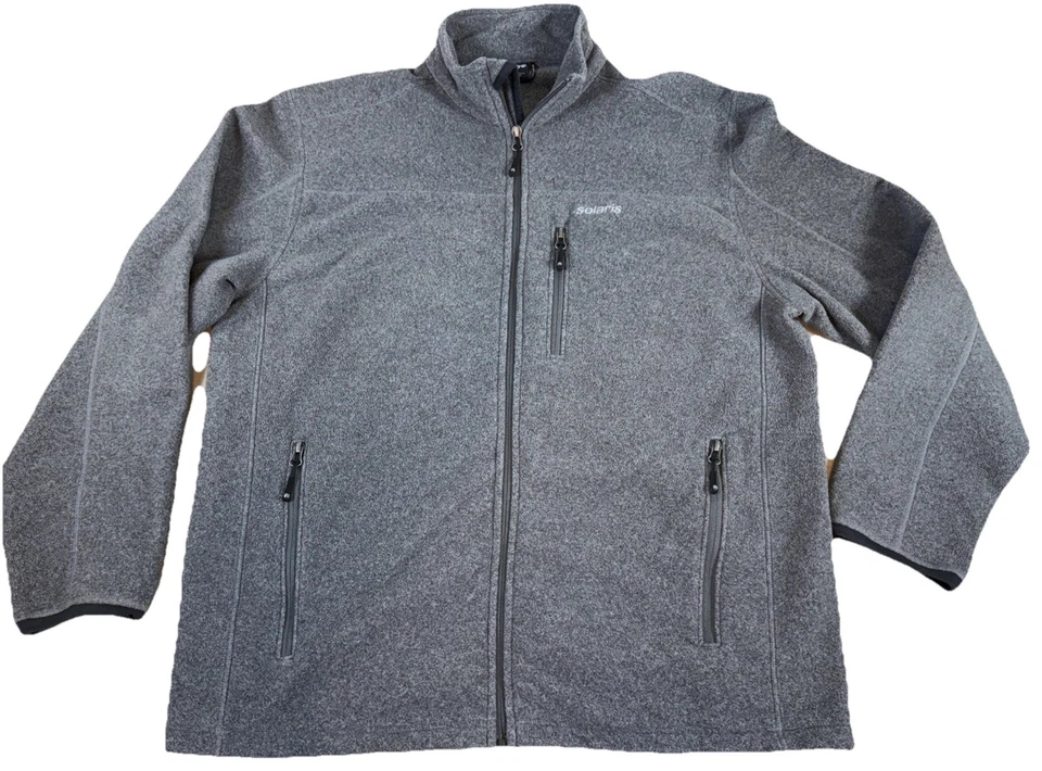 Chaqueta Solaris Para Hombre XL Gris Polar Cremallera Completa Simulado Cuello Bolsillos Aire Libre Informal Foto 2 de 4