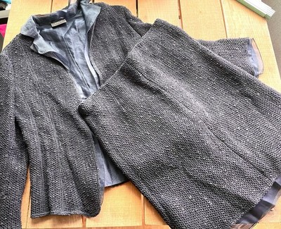 Wunderschöner 2-Teiler Anzug Rock & Blazer Akris Gr. 38/40 Dunkelblau #MART