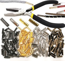 Daily Treasures 200pcs Shoelace Tip Heads, 4 Hole Metal Aglets with Pliers,...