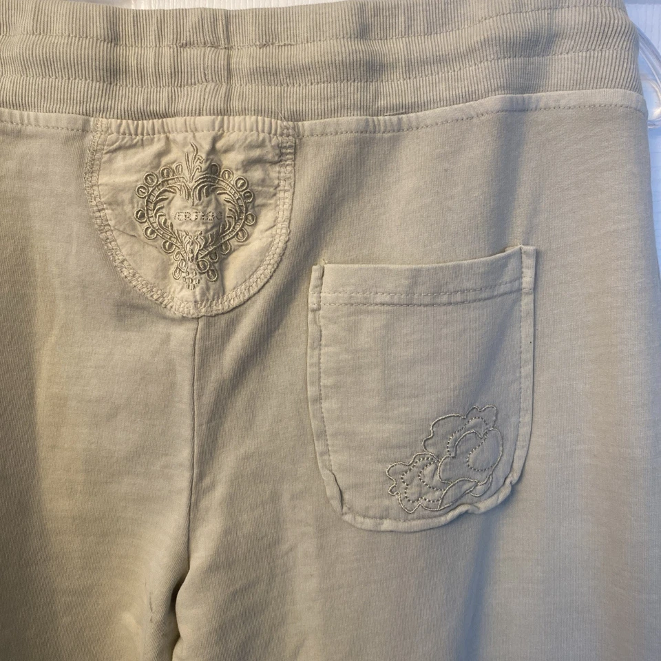 Vertigo Paris, Bege Floral Bordado, Calça Pull-on Algodão G Nova Com Etiqueta Super Boa! - Imagem 4 de 4