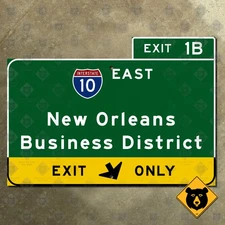 Louisiana New Orleans Business District highway road freeway exit sign 14x10