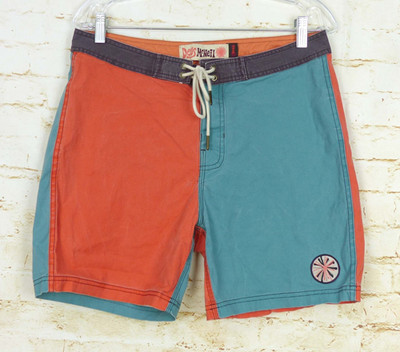 Deus Ex Machina Board Shorts Men 32 Multi Color Orange Blue Paul McNeil 99 Tears