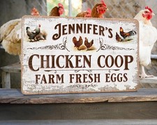 Personalized Aluminum Chicken Coop Sign Custom Vintage Farmhouse Wall Art Decor