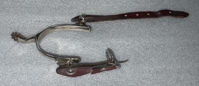 Paire D'éperons Western Vintage USA – Cuir Et Rangées – Déco Rodéo Ou Collection