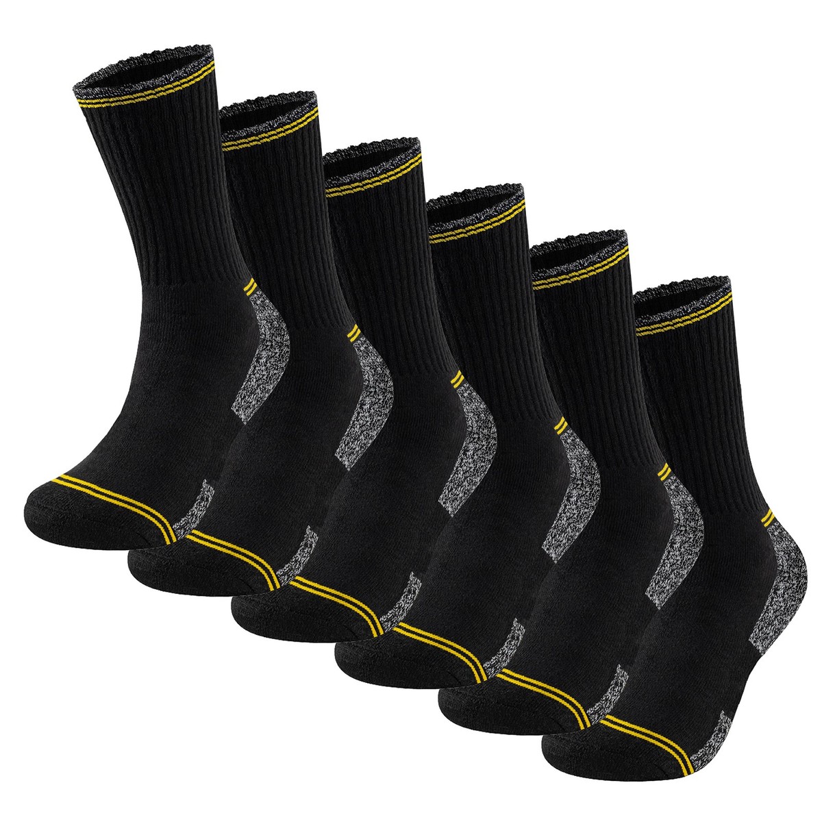 6 Pairs Men's Diabetic Work Socks - Non-Elastic, Cushioned Sole, Steel Toe