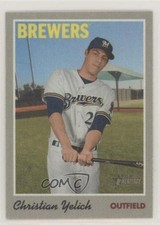 2019 Topps Heritage High Number 1970 Cloth Stickers Christian Yelich #25 08n4