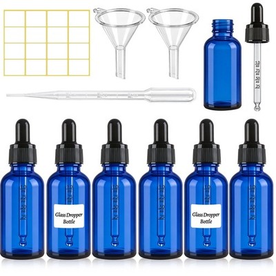 10 Pcs Glass Dropper Bottle, 30ML/1OZ Blue Empty Small Tincture Eye Dropper R...