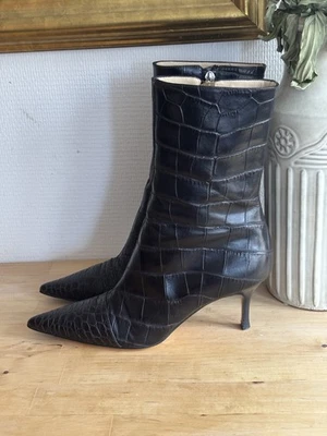 Bottines Luciano Padovan 39,5 Cuir Croco Marron Foncé Made in Italy Luxe Boots - Photo 1/4