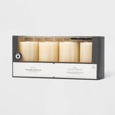4pk 5" x 3" LED Flameless Black Wick Candle Cream - Threshold: