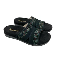 Spenco 10B Women's NWOT Twilight Ellie Black Rainbow Comfort Slide Sandals