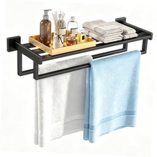 Towel Racks for Bathroom Wall Mounted, 24 Inch Double Towel Bar, Dual Black