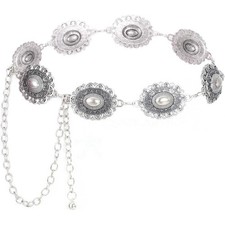 Western Oval Concho Belt for Women Cowgirl Waist Chain Belt for Dresses and