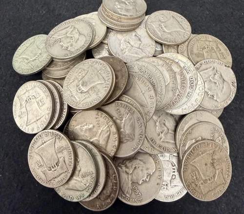 ASSORTED CIRCULATED BEN FRANKLIN SILVER HALF DOLLARS 1948-1963