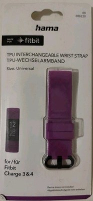 Hama Universal Ersatz Armband für Fitbit Charge 3 & Fitbit Charge 4 Lila TPU