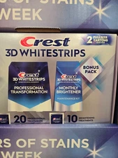 Crest 3D Whitestrips 20 Professional Treatments with 10 Bonus Brightening