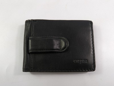 Carpisa schwarze Leder-Geldbörse mit Doppelfaltung Geldklammer neu