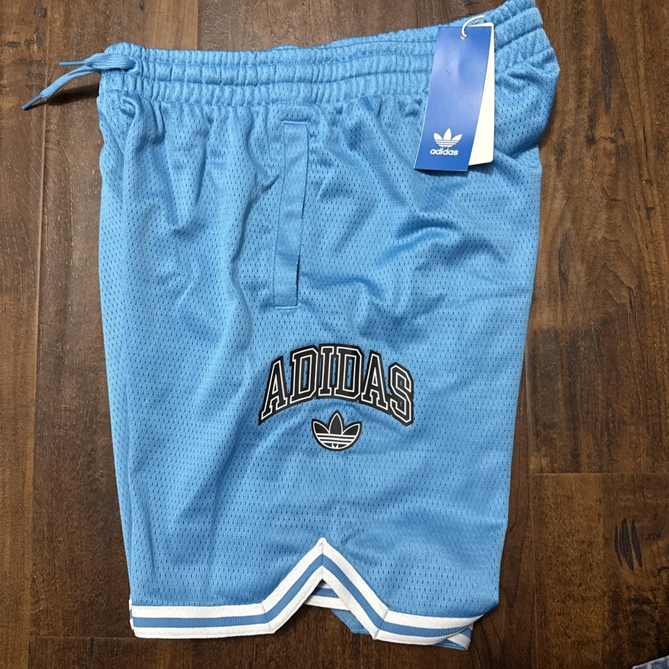 NUEVO CON ETIQUETAS ADIDAS PANTALONES CORTOS ORIGINALES PARA NIÑOS JW1989 Azul Carolina Talla Grande. C3 Foto 4 de 4