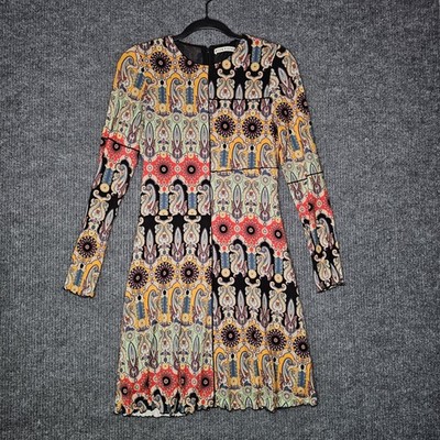 ALICE + OLIVIA sz 8 Delora Paneled Flare Mini Dress Patchwork boho tribal