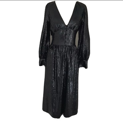 joie kyria sequin dress Joie KYRIA Caviar Black Sequin Long Raglan Sleeve Midi Dress