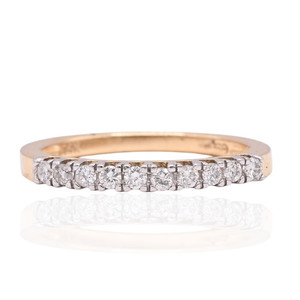 Diamond Wedding Band 14K Yellow Gold Ring Size 6.75 2mm 0.25cttw