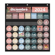 Spanish Black Monthly Calendar Pocket Chart for Classroom with Cards Teacher