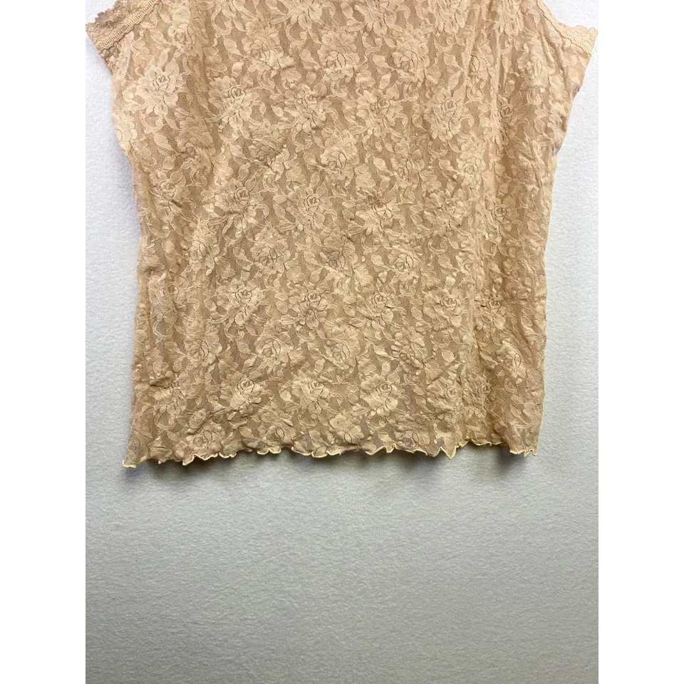 Hanky Panky Lace Camisole Tank Top Size 2X Beige Floral Sheer Layering - Image 3 of 4